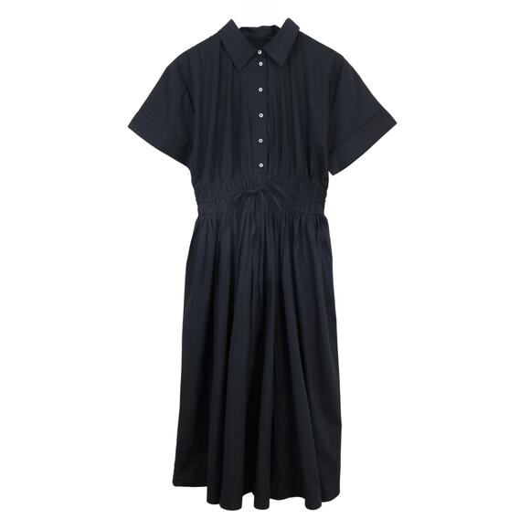 J.Crew Elena Midi Shirtdress Cotton Poplin Black Size 8 NWT - Picture 2 of 8